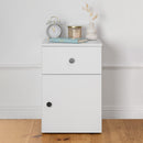PORTO BEDSIDE TABLE - WHITE - SLIM - ROUND BLACK