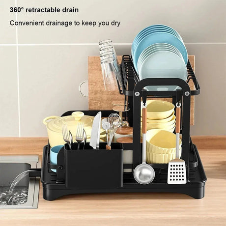 2 Tier Dish Drainer Rack with Drain Basket