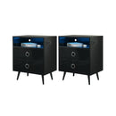 Amelia Modern LED Bedside table with USB and power socket black x 2