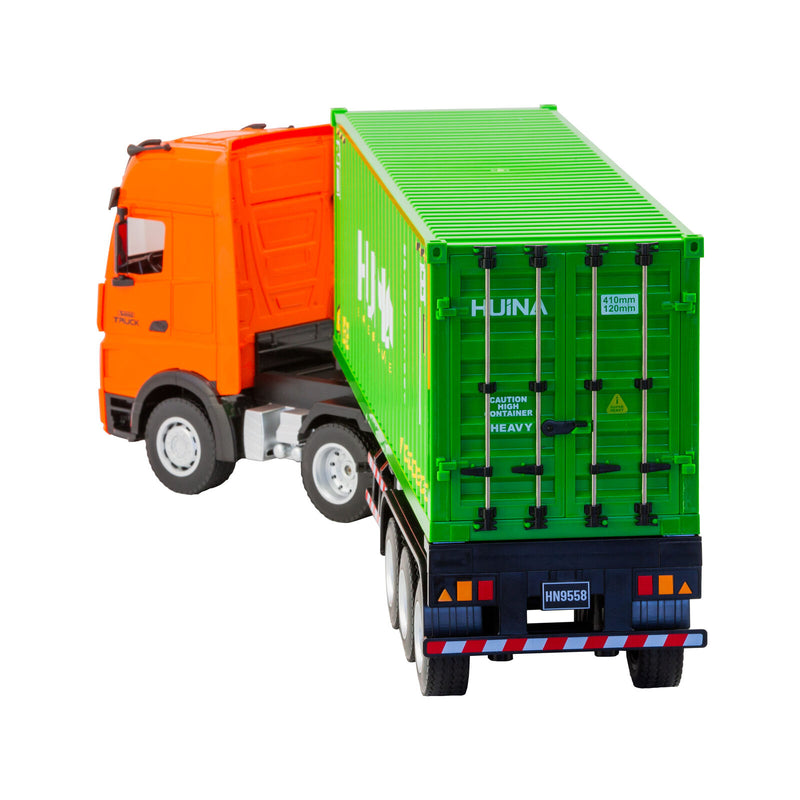 1:18 Scale 9-Channel Alloy Remote Control Container Truck with Lights & Sound for Indoor Play