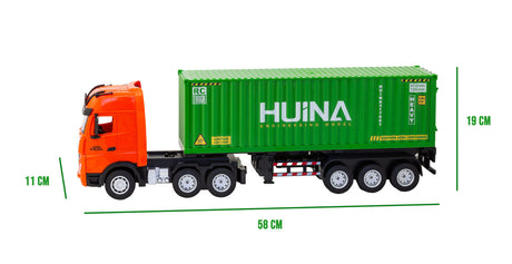 1:18 Scale 9-Channel Alloy Remote Control Container Truck with Lights & Sound for Indoor Play
