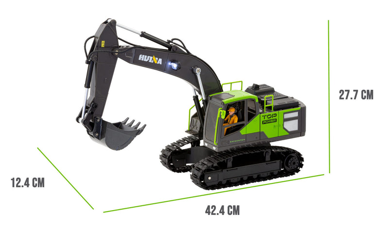 1:18 Scale 13-Channel Alloy Remote Control Excavator Construction Vehicle with Lights, Sound and Steam