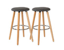 2 Cotton/Steel Modern Padded Barstools (Grey/Wood)