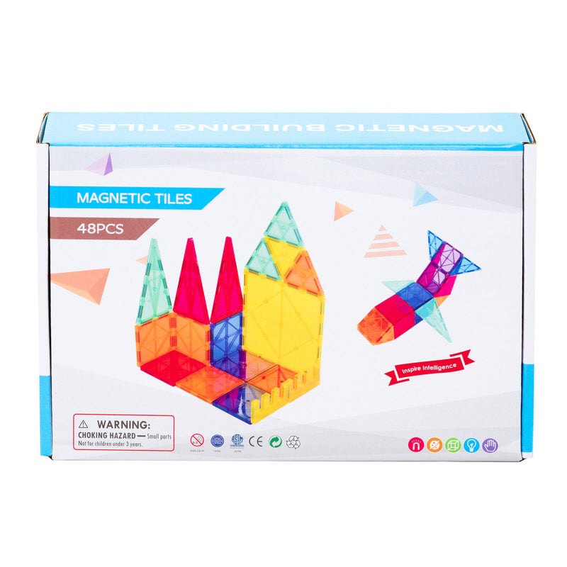 48 Pcs non-toxic STEM Educational, Durable Magnetic Tiles/Puzzle with Storage Bag
