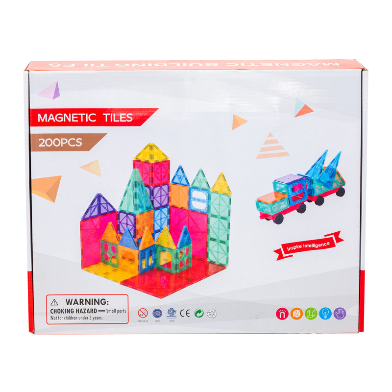 200 Pcs non-toxic STEM Educational, Durable Magnetic Tiles/Puzzle with Storage Bag
