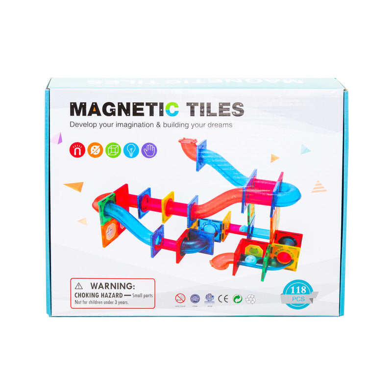 118 Pcs non-toxic STEM Educational, Durable Magnetic Tiles/Puzzle with Storage Bag