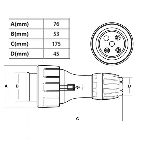 32 Amp 5m 3 Pin Extension Lead Single Phase 250V Rubber Cable Male/Female Plug