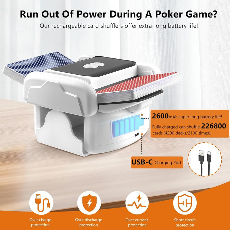 2 Deck Automatic Card Shuffler Board Game Poker Playing Cards Shuffling Machine