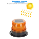 Solar Powered LED Flashing Beacon Light, 12-24V Amber Emergency Magnetic Warning Yellow
