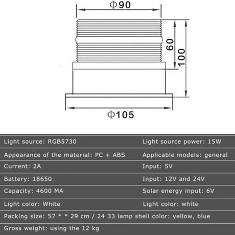 Solar Powered LED Flashing Beacon Light, 12-24V Amber Emergency Magnetic Warning Yellow
