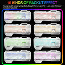 104 Keys Wireless Gaming Keyboard Mouse Set+Mouse Pad, RGB LED Backlit PC/Laptop White-RGB