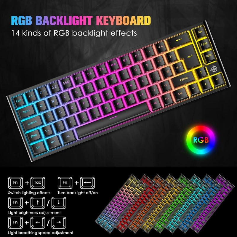 67 Keys Layout Design Mechanical Gaming Keyboard PC PS4 RGB Backlight Wired USB Black