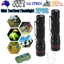 2x Mini Tactical Flashlight Small LED Torch 3 Mode Super Bright Light Clip Lamp