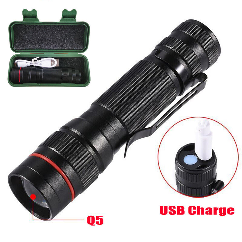 2x Mini Tactical Flashlight Small LED Torch 3 Mode Super Bright Light Clip Lamp