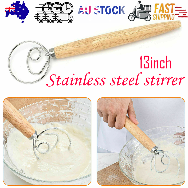 13 INCHES BAKING DOUGH STAINLESS STEEL LARGE WIRE WHISK MIXER BREAD COOKING TOOL
