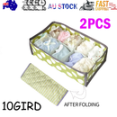 2Pcs 10 Grids Underwear Sock Panties Drawer Storage Bag Organizer Wardrobe Box