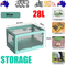 28L BLUE Storage Container Stackable 5 Sides Open Top Lid Transparent Foldable