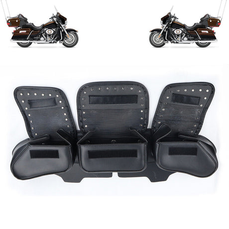 3 Pocket Windshield Bag Waterproof Fit For Harley Electra Glide FLHTC 96-13