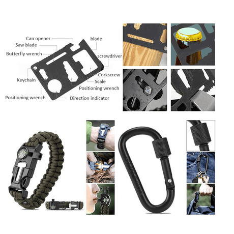 16in1 SOS Kit Outdoor Emergency Equipment Box For Camping Survival Gear