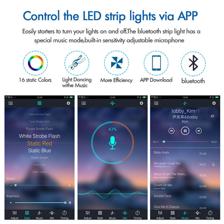 5V RGB LED Strip Lights IP65 Waterproof 5050 5M 10M 20M 300 LEDs USB Bluetooth