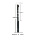 4PCS Drill Set Hex Tile Drill Bit Glass Ceramic Bric Hex Shank Cross Spear Head