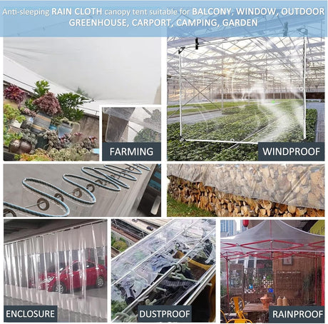 420GSM Heavy Duty Clear PVC Tarpaulin Cloth Transparent Tarps Grommets 3X4M