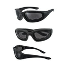 3pcs Chopper Foam Padded Motorcycle Riding Glasses Sunglasses Windproof Goggles