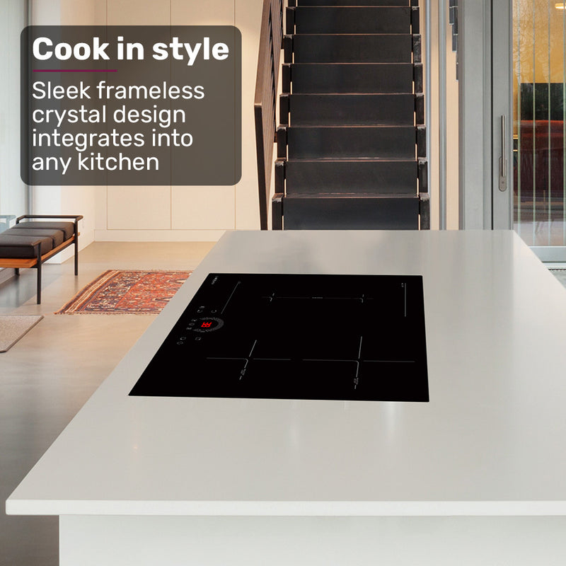 EUROCHEF 60cm 4 Zone Induction Cooktop, 7200W Electric, FlexZone Function, Touch Controls
