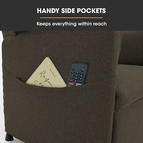 Electric Armchair Recliner, Single Fabric Chair, Biege