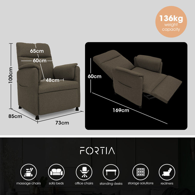 Electric Armchair Recliner, Single Fabric Chair, Biege