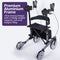 EQUIPMED Upright Rollator Walker with Forearm Rest Supports, Mobilty Aid with Seat, Grey