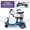 EQUIPMED Ultra-Lightweight Folding Electric Mobility Scooter, 19kg with Battery Removed, 120kg Capacity, Long Range, Brushless Motor, Portable, Blue