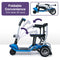 EQUIPMED Ultra-Lightweight Folding Electric Mobility Scooter, 19kg with Battery Removed, 120kg Capacity, Long Range, Brushless Motor, Portable, Blue