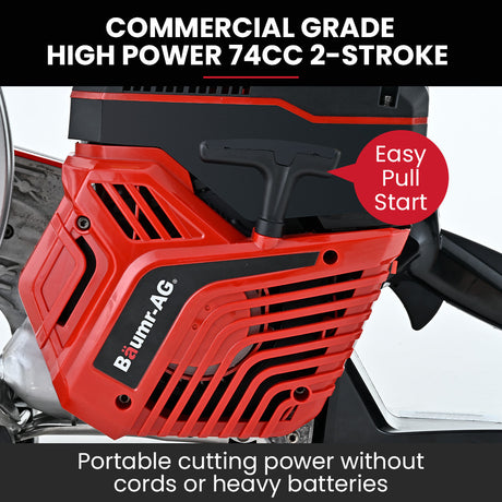 BAUMR-AG 350mm Professional Concrete Demolition Saw 74cc 2-Stroke, Wet and Dry Demo Cutting, 14