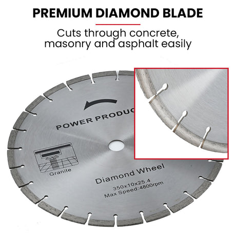 BAUMR-AG 350mm Professional Concrete Demolition Saw 74cc 2-Stroke, Wet and Dry Demo Cutting, 14