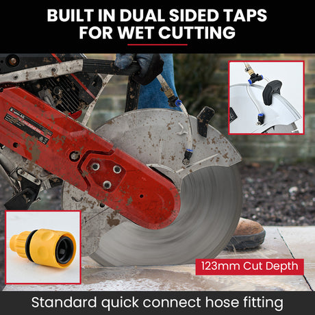 BAUMR-AG 350mm Professional Concrete Demolition Saw 74cc 2-Stroke, Wet and Dry Demo Cutting, 14