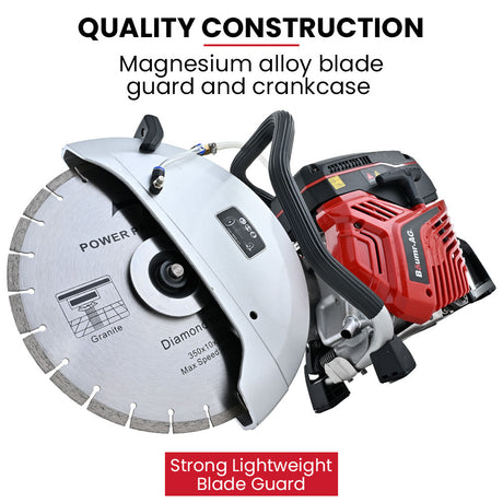 BAUMR-AG 350mm Professional Concrete Demolition Saw 74cc 2-Stroke, Wet and Dry Demo Cutting, 14