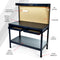 BAUMR-AG Steel Garage Workbench with LED Lights Pegboard Tool Storage Work Bench Workshop Table