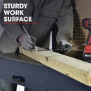 BAUMR-AG Steel Garage Workbench with LED Lights Pegboard Tool Storage Work Bench Workshop Table
