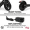 ALPHA Edge Electric Scooter, Kids & Teens, Adjustable Handlebars, 3 Speed Modes, Dual Foot E-Brake, Bluetooth Music, LED, Blue