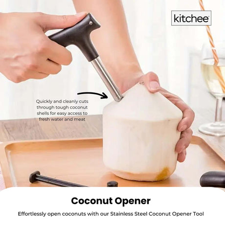 50x Kitchee Coconut Opener - Stainless Steel Hole Punch Kitchen Tool