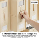 1x Kitchee Foldable Bed Sheet Storage Box – Linen & Closet Organiser Beige