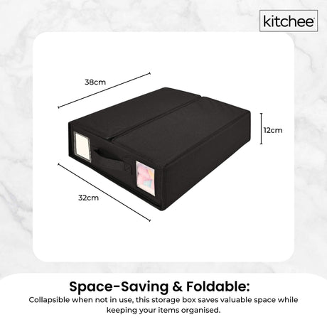 4x Kitchee Foldable Bed Sheet Storage Box – Linen & Closet Organiser Black