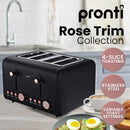 Pronti Breakfast Set with Rose Gold Kettle & Toaster with 1.2L Espresso Machine - Black