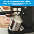 Pronti Breakfast Set with Rose Gold Kettle & Toaster with 1.2L Espresso Machine - Black