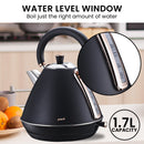 Pronti Breakfast Set with Rose Gold Kettle & Toaster with 1.2L Espresso Machine - Black