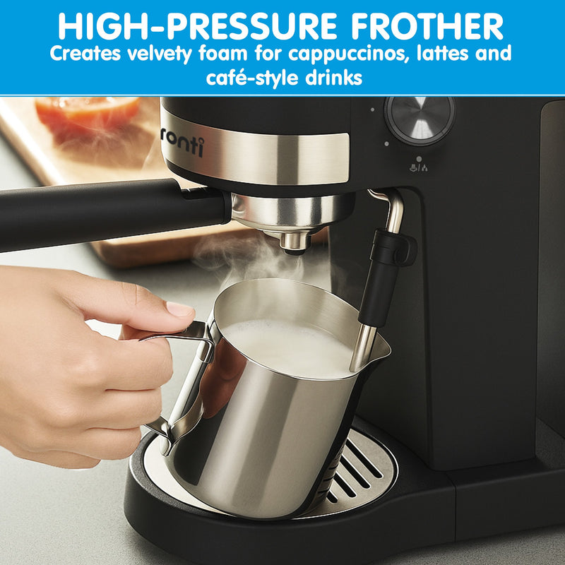 Pronti Breakfast Set with Rose Gold Kettle & Toaster with 1.2L Espresso Machine - White