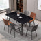 120x60cm Matte Black Minimalist Slate Kitchen Dining Table Marble Lunch Dinner Table Solid Metal Legs