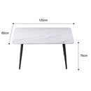 120x60cm Matte Black Minimalist Slate Kitchen Dining Table Marble Lunch Dinner Table Solid Metal Legs