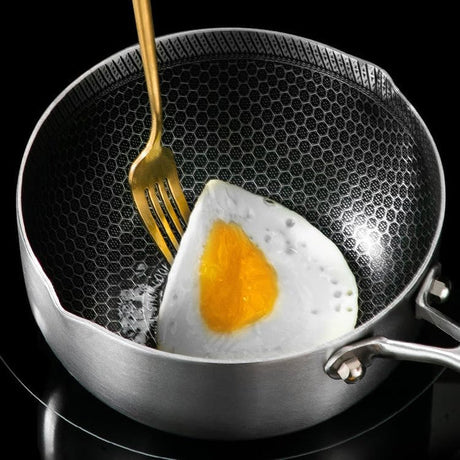 24cm 316L Stainless Steel Saucepan Compound Steel Honeycomb Nonstick Sauce Pan with Glass Lid 3.2L Pot Stay-Cool Handle Multipurpose Milk Saucepan, Induction Capable and Gas Stove